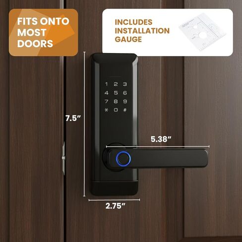 Stilaris Fingerprint Door Lock with Keypad Handle – Keyless Entry Door Knob Replacement, 4-in-1 Biometric Smart Lock for Bedroom, Home Office & AirBnB, Digital Passcode, Key Card & Backup Key Access in Saudi Arabia