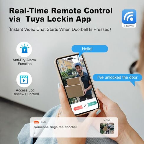 Smart Lock with Camera & Doorbell 6 in 1 Keyless Entry (Fingerprint/APP/Keypad Code/NFC/Temp Code/Key), 0.2s Fast Fingerprint, Voice Control, Auto Lock, Easy Install, 2.4GHz WiFi for Door in Saudi Arabia