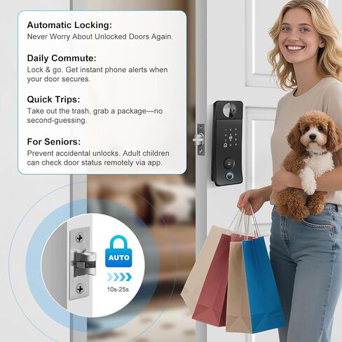 Smart Lock with Camera & Doorbell 6 in 1 Keyless Entry (Fingerprint/APP/Keypad Code/NFC/Temp Code/Key), 0.2s Fast Fingerprint, Voice Control, Auto Lock, Easy Install, 2.4GHz WiFi for Door in Saudi Arabia