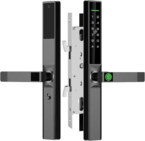 Smart Door Lock with Handle - Biometric Keyless Entry - Fingerprint Reader, Touchpad, App Control, Alexa Ready - IP55 Waterproof Slim Sliding Door - Auto-Lock System in Saudi Arabia