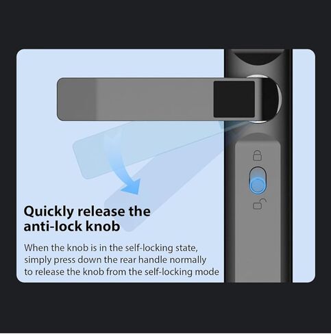 Smart Door Lock with Handle - Biometric Keyless Entry - Fingerprint Reader, Touchpad, App Control, Alexa Ready - IP55 Waterproof Slim Sliding Door - Auto-Lock System in Saudi Arabia