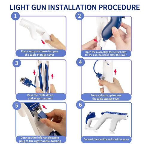 YICMY 8PCS Mario Kart Steering Wheels Zapper Light Gun with Wii Remote Controllers Nunchucks – Compatible with Wii/Wii U (Blue&Red, 2 Remotes + 2 Nunchucks + 2 Wheels + 2 Guns) in Saudi Arabia