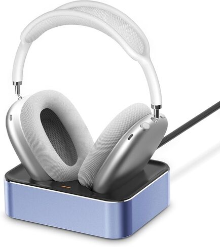 محطة شحن سماعات الرأس لأجهزة AirPods Max 2024 و2020 - قاعدة شحن مغناطيسية لسماعات الرأس مع موصلات Lightning مزدوجة وموصلات من النوع C (رمادي فلكي) in Kuwait
