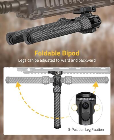 CVLIFE بندقية من ألياف الكربون Bipod Picatinny Bipod للبندقية سريعة الإصدار دوارة 360 درجة وقابلة للإمالة ومستقرة للخارج in Saudi Arabia