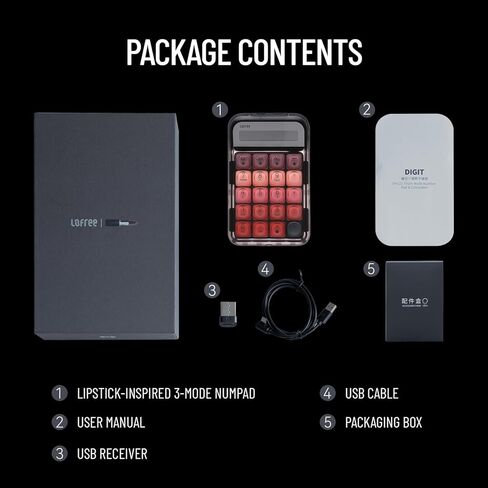 LOFREE Lipstick-Style Tri-Mode Wireless Mechanical Numpad with 4-Level Adjustable Backlight, Hot-Swappable, Rechargeable Wireless Numpad with Bluetooth /2.4G Wireless/USB-C Wired Connection in Saudi Arabia