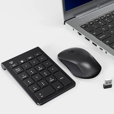 لوحة أرقام وماوس لاسلكي، لوحة مفاتيح USB مكونة من 22 مفتاحًا ومجموعة ماوس صامتة 3 DPI قابلة للتعديل، لوحة رقمية بسرعة 2.4 جيجا هرتز لأجهزة الكمبيوتر المحمول والكمبيوتر المحمول وأجهزة الكمبيوتر المكتبية وأجهزة Mac - جهاز استقبال USB واحد in Saudi Arabia