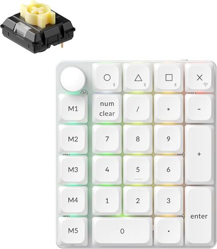 Keychron K0 Max QMK Wireless Custom Number Low-Profile RGB Backlit (Hot-Swappable) Banana Switch Keypad, 2.4 GHz & Bluetooth 5.3 Connection, 1000Hz Polling Rate - White in Saudi Arabia