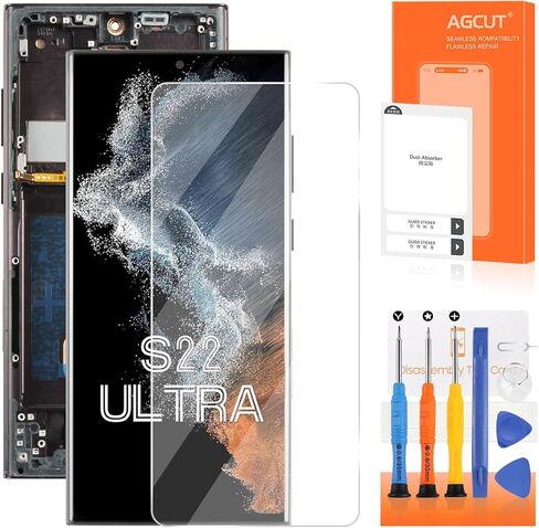 INCELL لهاتف Samsung Galaxy S22 Ultra استبدال الشاشة لهاتف Samsung S22 Ultra LCD Display S908B S908U LCD محول الأرقام شاشة تعمل باللمس مجموعة إصلاح التجميع مع الإطار in Kuwait