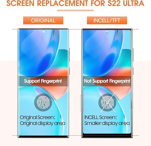 INCELL لهاتف Samsung Galaxy S22 Ultra استبدال الشاشة لهاتف Samsung S22 Ultra LCD Display S908B S908U LCD محول الأرقام شاشة تعمل باللمس مجموعة إصلاح التجميع مع الإطار in Kuwait