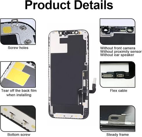 مجموعة استبدال شاشة OLED لهاتف iPhone 12/12 Pro [ليست LCD] شاشة 6.1 بوصة عالية الدقة بالكامل محول رقمي لشاشة تعمل باللمس ثلاثية الأبعاد مجموعة كاملة + أدوات إصلاح + واقي شاشة in Kuwait