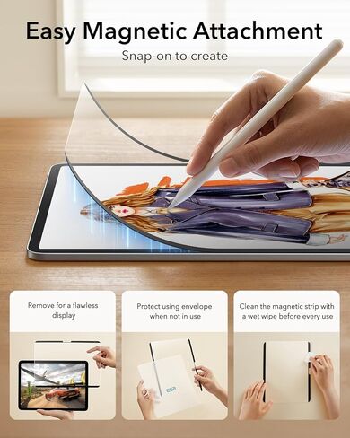 واقي شاشة مغناطيسي بملمس الورق لجهاز iPad Air 13 بوصة M4/M3/M2 (2026/2025/2024، الجيل الثامن/السابع/السادس)، اكتب وارسم مثل على الورق، قابل للفصل، متوافق مع الفيلم المقسى، غير لامع، مضاد للوهج in Saudi Arabia