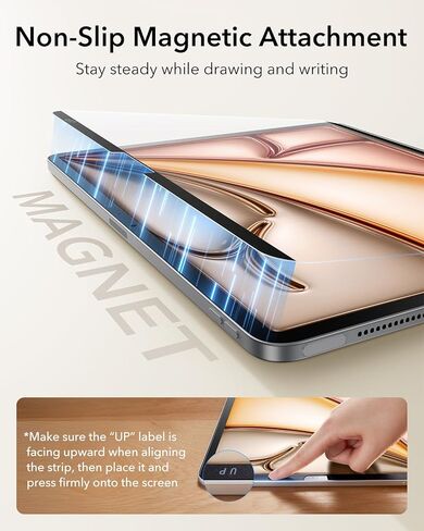واقي شاشة مغناطيسي بملمس الورق لجهاز iPad Air 13 بوصة M4/M3/M2 (2026/2025/2024، الجيل الثامن/السابع/السادس)، اكتب وارسم مثل على الورق، قابل للفصل، متوافق مع الفيلم المقسى، غير لامع، مضاد للوهج in Saudi Arabia