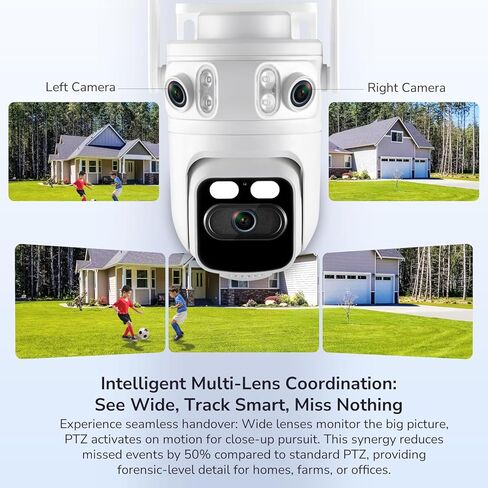 Home Security Camera System Wireless, 6pcs Triple Lens 2K Security Cameras Wireless Outdoor with 360° Pan & Tilt, Auto Tracking, 2.4/5GHz WiFi, 16CH NVR with 500GB HDD, KZT4 Bundle with CZD1 in Saudi Arabia