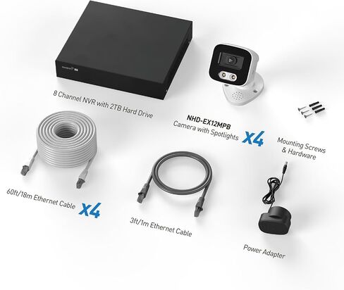 Swann EliteX 12MP Series / 8ch NVR / 2TB / 4X EX12MPB 12MP Bullet IP Cameras in Saudi Arabia