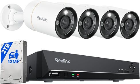 نظام كاميرا أمان IP REOLINK 12 ميجابكسل RLK8-1200B4-A، محادثة ثنائية الاتجاه، رؤية ليلية ملونة، اكتشاف الأشخاص/المركبات/الحيوانات الأليفة، 2 تيرابايت HDD 8CH NVR، مع قطعة واحدة 16 ميجابكسل ثنائية العدسة 3 PoE in Saudi Arabia
