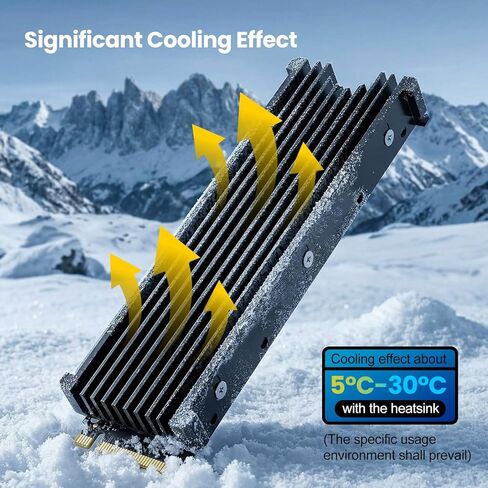 M.2 2280 NVMe SSD Heatsink لأجهزة Samsung 990 Pro/ 990 EVO Plus/ 9100 Pro/ 970 EVO Plus/ 980 PRO/ 860 EVO، مبدد حرارة مبرد للكمبيوتر الشخصي مع وسادة سيليكون حرارية، أسود in Kuwait
