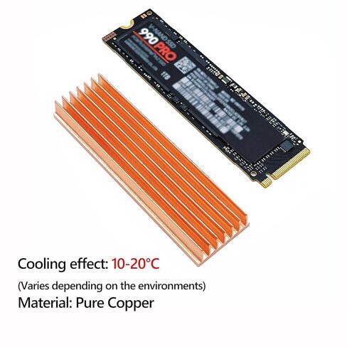 M.2 المبرد النحاس النقي Nvme 2280 SSD بالوعة الحرارة 7 زعانف التبريد مع وسادة حرارية من السيليكون للكمبيوتر / PS5 M2 PCIE NVMe SSD أو M.2 SATA SSD in Saudi Arabia