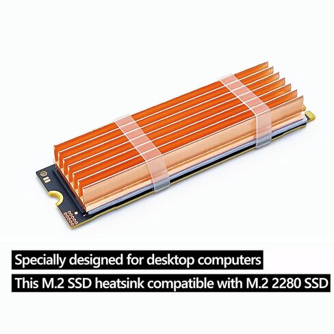 M.2 المبرد النحاس النقي Nvme 2280 SSD بالوعة الحرارة 7 زعانف التبريد مع وسادة حرارية من السيليكون للكمبيوتر / PS5 M2 PCIE NVMe SSD أو M.2 SATA SSD in Saudi Arabia