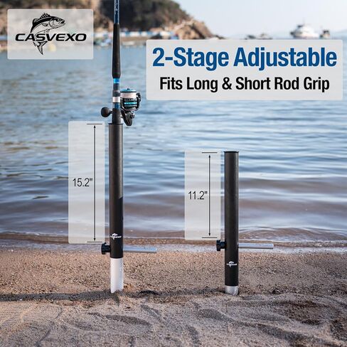 1/2 Pack Aluminum Sand Spikes for Surf Fishing, Beach Fishing Rod Holder, Telescopic and Portable, 2-Stage Adjustable, with Storage Bag in Saudi Arabia