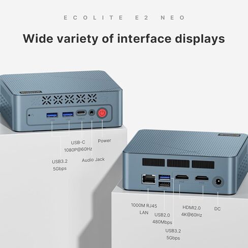 BOSGAME E2 Mini PC, AMD Ryzen 5 3500U (up to 3.7GHz), 16GB DDR4 RAM 512GB NVMe SSD, Desktop Computer 4K Triple Display via Dual HDMI & USB-C, WiFi 5, BT 5.0, Small Form Factor Business Office PC in Saudi Arabia