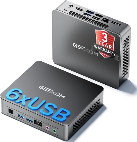 GEEKOM Mini PC Air12 Lite (3-Year Quality Support),with 12th Gen Intel N95 (15W TDP),8GB RAM 256GB NVMe PCIe M.2 SSD,6 USB Ports 9-Pin Mini Desktop Computer for Home/Business/Office in Saudi Arabia