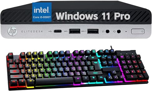 كمبيوتر مكتبي صغير HP ProDesk 400 G5، Intel الجيل التاسع Core i5-9500T (يصل إلى 3.7 جيجاهرتز)، ذاكرة الوصول العشوائي DDR4 سعة 8 جيجابايت، SSD 256 جيجابايت، WiFi+BT، لوحة مفاتيح وماوس متضمن، Windows 11 Pro (متجدد) in Saudi Arabia