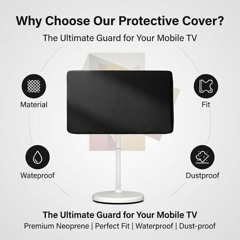 Universal 32 Inch Portable TV Cover, 1.5mm Thick Neoprene Screen Protector for ApoloSign 32" UHD 4K Smart Portable TV, for LG Smart Monitor Swing, Dustproof & Anti-Scratch Sleeve with Elastic Cord in Saudi Arabia