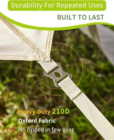 Camping Tarp with Poles, No Rope Tying 2-Step Setup, 11x18FT Waterproof 10-12 Person Tarp Shelter, 22ft² 2.6m Height 210D Oxford Family SUV Park Beach Outdoor Sun Shelter, Beige in Saudi Arabia
