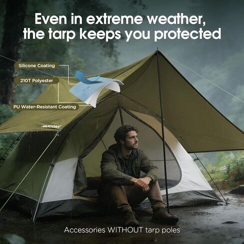 JAICOM Waterproof Hammock Rain Fly, Portable Camping Tarp - 12ft x 9.5ft Large Camp Tarp with Tent Stakes & Trap Clip & Guy Lines, Ultralight Shelter for Backpacking, Outdoor Shade in Saudi Arabia