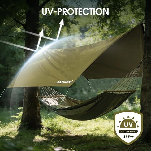JAICOM Waterproof Hammock Rain Fly, Portable Camping Tarp - 12ft x 9.5ft Large Camp Tarp with Tent Stakes & Trap Clip & Guy Lines, Ultralight Shelter for Backpacking, Outdoor Shade in Saudi Arabia