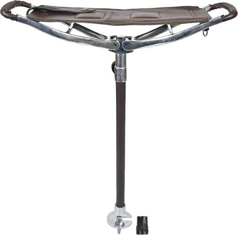 Gentry Choice Adjustable Leather Walking Stick Seat Outdoor Shooting Sticks Spectator Seat Portable High Chair, Backpacking Folding Stool | Hunting Stool (Black) (Tan) in Saudi Arabia