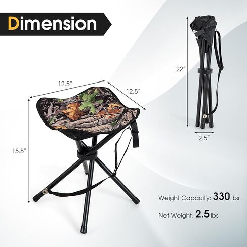 HAPPYGRILL 2-Pack مقاعد صيد قابلة للطي، كراسي محمولة خفيفة الوزن مع إطار معدني وحزام حمل، كراسي عمياء خارجية للصيد والتخييم والصيد والتمويه in Kuwait