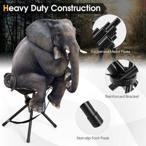 HAPPYGRILL 2-Pack مقاعد صيد قابلة للطي، كراسي محمولة خفيفة الوزن مع إطار معدني وحزام حمل، كراسي عمياء خارجية للصيد والتخييم والصيد والتمويه in Kuwait