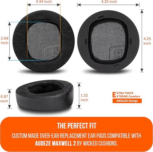 WC Freeze V2 Maxwell 2 – Cooling Gel Replacement Earpads Compatible with Audeze Maxwell 2 Headphones by Wicked Cushions | Freeze V2 Cooling Fabric | Black in Saudi Arabia
