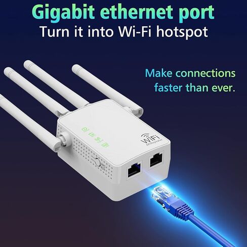 WiFi Extender Signal Booster Up to 10000sq.ft and 55 Devices, WiFi Range Extender, Wireless Internet Repeater, Long Range Amplifier with Ethernet Port, 1-Key Setup, Access Point, Alexa Compatible in Saudi Arabia