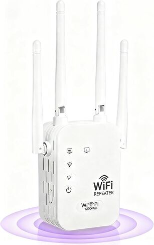 2026 معزز إشارة موسعات WiFi للمنزل، 1200 ميجابت في الثانية ثنائي النطاق 5 جيجا هرتز 2.4 جيجا هرتز إشارة طويلة المدى تصل إلى 10000 قدم مربع و50 جهازًا (4 هوائيات) in Kuwait