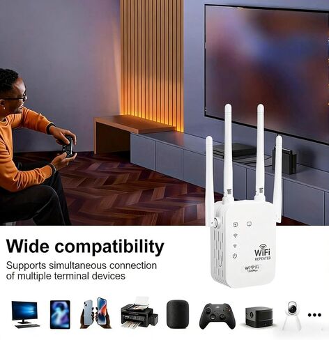 2026 معزز إشارة موسعات WiFi للمنزل، 1200 ميجابت في الثانية ثنائي النطاق 5 جيجا هرتز 2.4 جيجا هرتز إشارة طويلة المدى تصل إلى 10000 قدم مربع و50 جهازًا (4 هوائيات) in Kuwait