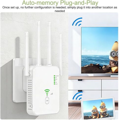 WiFi Repeater WiFi Extender Signal Booster, 9800 sq.ft Long Range Coverage, 6 Antennas, Repeater AP Mode, Ethernet Port, WPA2, Connects 150+ Devices, Black in Saudi Arabia