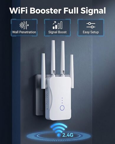WiFi Extender Signal Booster - 2.4GHz 300Mbps WiFi Booster for Home, Covers Up to 9999 Sq. Ft, Easy Setup, Ethernet Port & Access Point, Stable Internet Performance with 85+ Devices in Saudi Arabia
