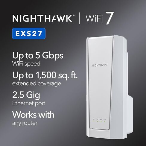 NETGEAR WiFi 7 Range Extender (EXS27) – Add up to 1,500 sq. ft. and 45 Devices with BE5000 Dual-Band Wireless Signal Booster & Repeater (up to 5 Gbps Speed), WPA3 Security (Renewed) in Saudi Arabia