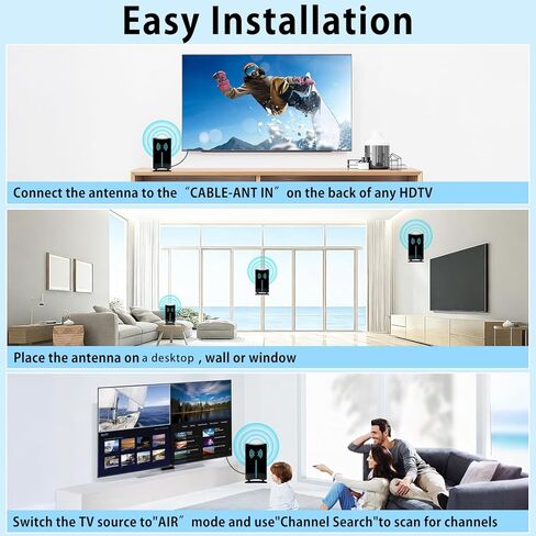 هوائي رقمي للتلفزيون الذكي الداخلي والخارجي، هوائي HDTV لجميع أجهزة التلفاز، يدعم هوائي داخلي 4k 1080p/هوائي خارجي مع هوائيات استقبال طويلة المدى 16.4FT لأجهزة التلفاز بدون كابل (أخضر) in Kuwait