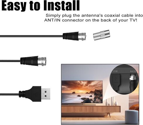 2026 Digital HDTV Antenna Indoor, 360° Reception Amplified TV Antenna Supports 4K 1080P, Portable Easy Installation with 10.5ft Coaxial Cable, Compatible with All Smart TVs Antenna for Local Channels in Saudi Arabia