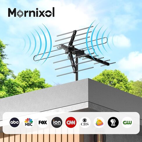 Outdoor TV Antenna, 70-Mile Range Digital TV Antenna, Easy No-Tools Installation, Weather-Resistant, Mountable Antenna for 4K, 1080P, HD Local Channels, Supports Smart TVs in Saudi Arabia