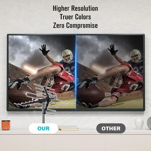 Outdoor TV Antenna, 70-Mile Range Digital TV Antenna, Easy No-Tools Installation, Weather-Resistant, Mountable Antenna for 4K, 1080P, HD Local Channels, Supports Smart TVs in Saudi Arabia
