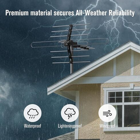 Outdoor TV Antenna, 70-Mile Range Digital TV Antenna, Easy No-Tools Installation, Weather-Resistant, Mountable Antenna for 4K, 1080P, HD Local Channels, Supports Smart TVs in Saudi Arabia
