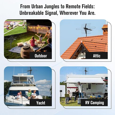 Outdoor TV Antenna, 70-Mile Range Digital TV Antenna, Easy No-Tools Installation, Weather-Resistant, Mountable Antenna for 4K, 1080P, HD Local Channels, Supports Smart TVs in Saudi Arabia