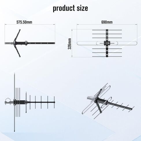 Outdoor TV Antenna, 70-Mile Range Digital TV Antenna, Easy No-Tools Installation, Weather-Resistant, Mountable Antenna for 4K, 1080P, HD Local Channels, Supports Smart TVs in Saudi Arabia