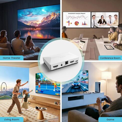 مستخرج صوت MOSWAG HDMI، 4K60 HDMI إلى محول مقسم صوت AUX بصري 3.5 مم، أبيض، متوافق مع PS5، Switch، مشغل Blu-ray، جهاز فك التشفير، Windows، Mac، التلفزيون الذكي، جهاز العرض (بدون ARC) in Saudi Arabia