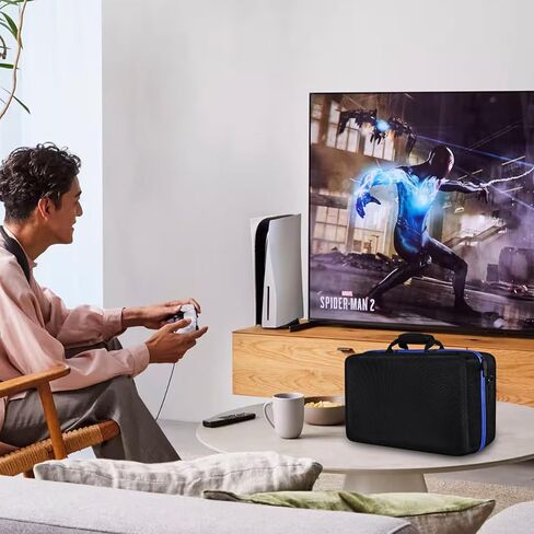 حقيبة حمل LVKAYCE متوافقة مع جهاز PS5، وحقيبة تخزين للسفر ذات هيكل صلب، وحافظات حماية منظمة لوحدة تحكم Playstation 5، وأقراص الألعاب وملحقات الألعاب in Kuwait