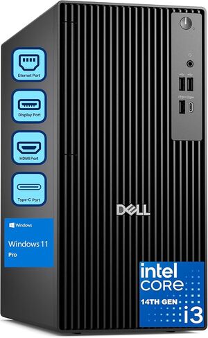 Dell Pro Tower Desktop Computer, Next Gen OptiPlex, 14th Gen Intel i3-14100 (4-Core), 8GB DDR5 RAM, 256GB PCIe SSD, Windows 11 Pro – Reliable Essential Desktop for Small Business & Home Office in Saudi Arabia